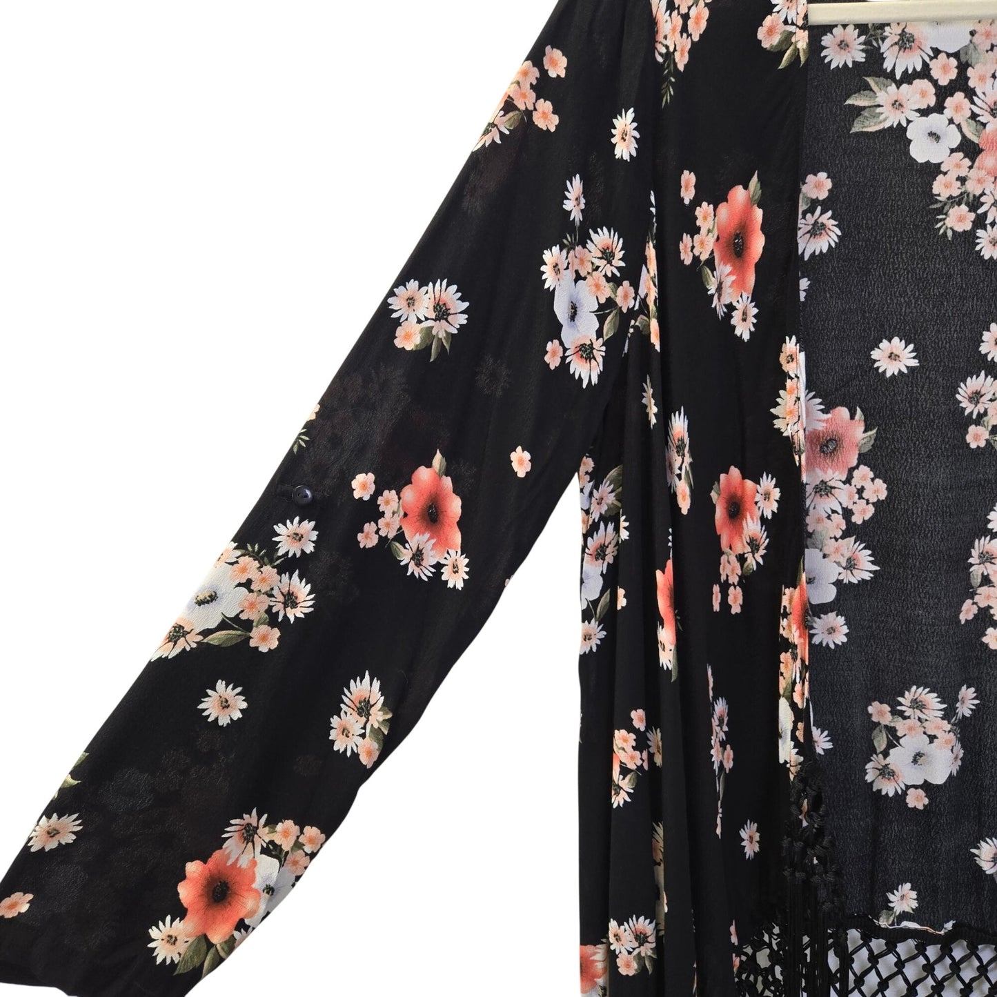 Torrid Floral Fringe Trim Kimono Duster Top Size Torrid 0/Large