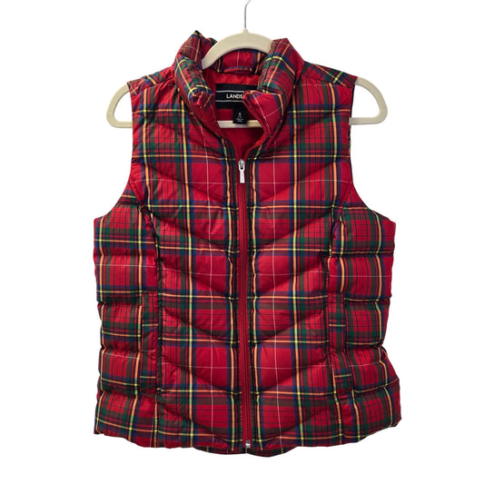 Lands' End Tartan Plaid Down Filled Puffer Vest Size Small