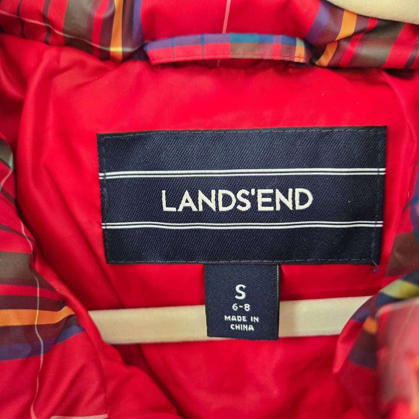 Lands' End Tartan Plaid Down Filled Puffer Vest Size Small