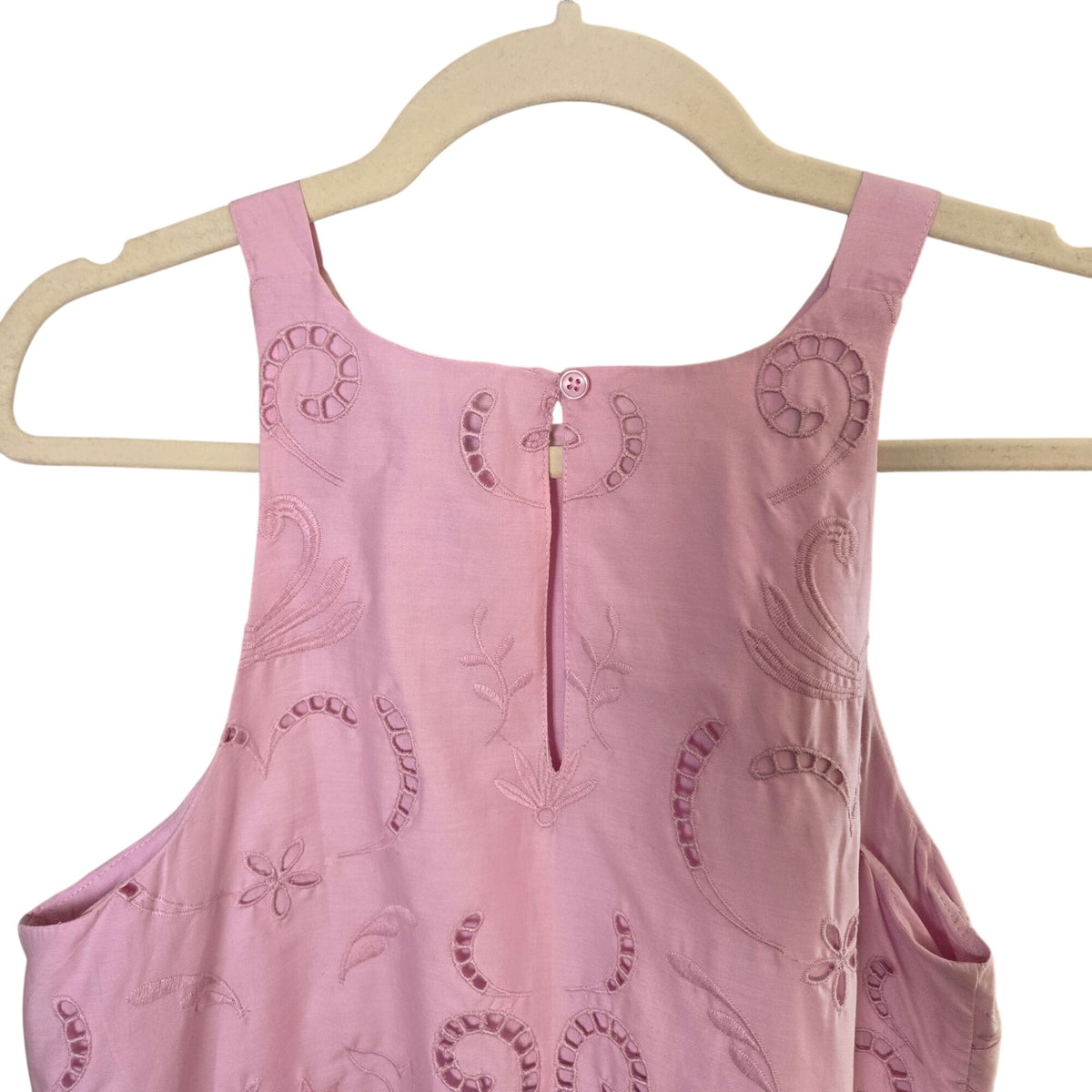 NWT Ann Taylor 100% Cotton Halter Neck Eyelet Tank Top in Pink Corsage Size Small