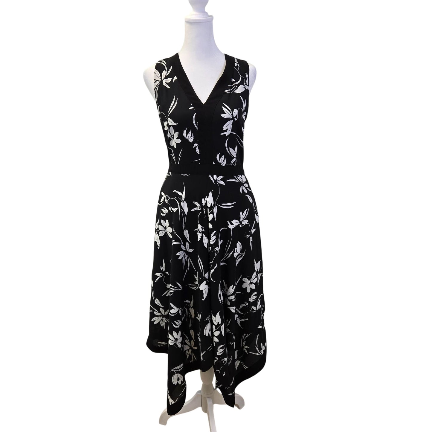 Banana Republic Floral Handkerchief Hem Sleeveless Midi Dress Size 0