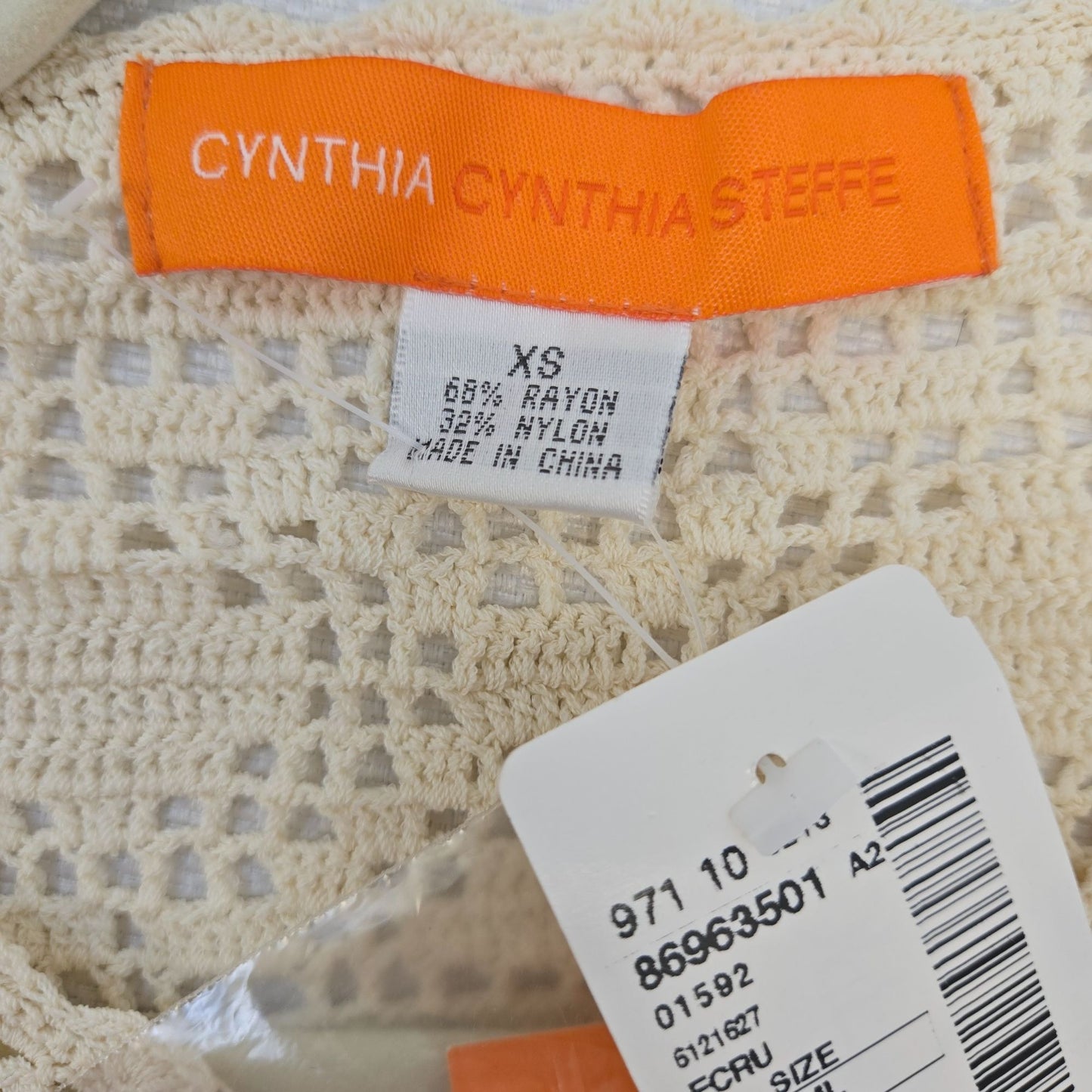 NWT Cynthia Steffe Crochet Half Button Closure Sweater Size XS