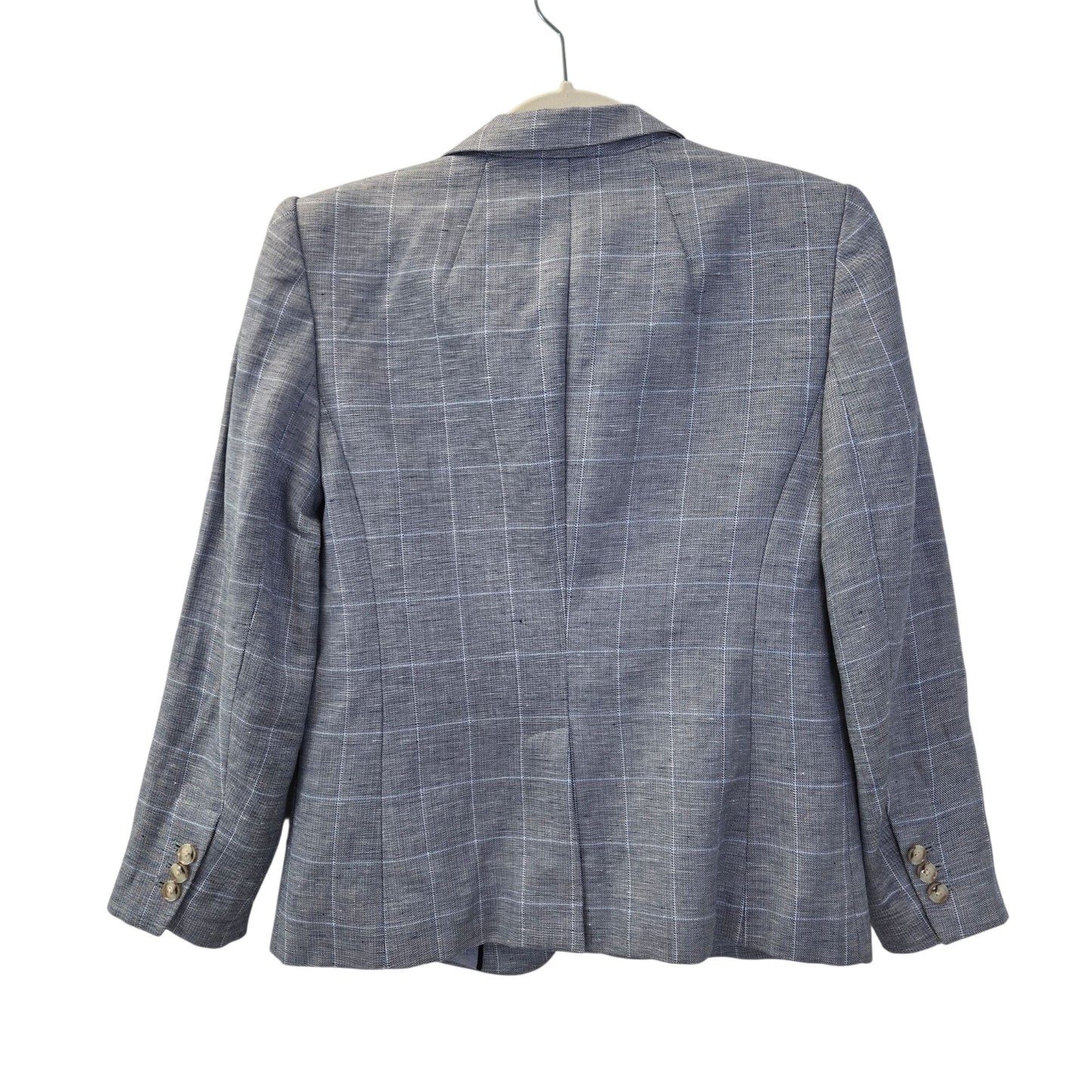 Banana Republic Linen Blend One Button Plaid Blazer Jacket Size 4