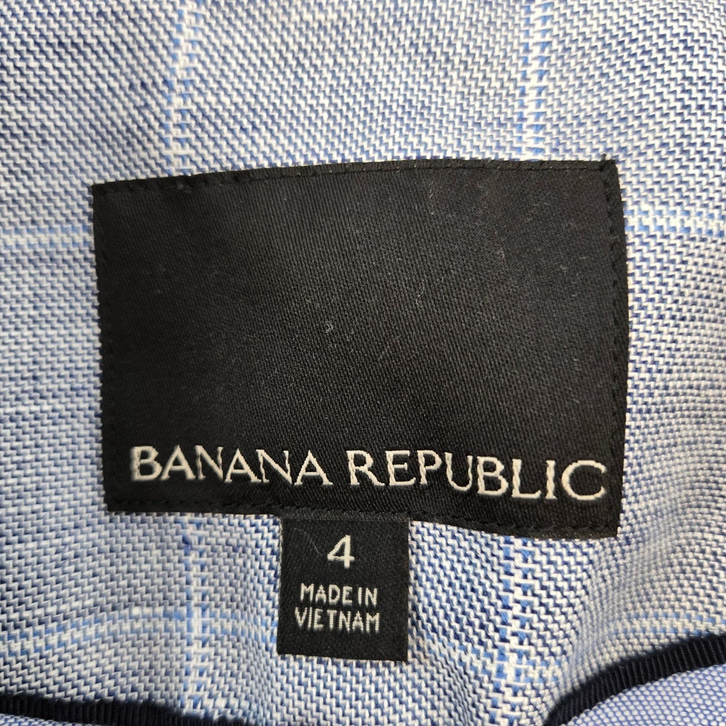 Banana Republic Linen Blend One Button Plaid Blazer Jacket Size 4