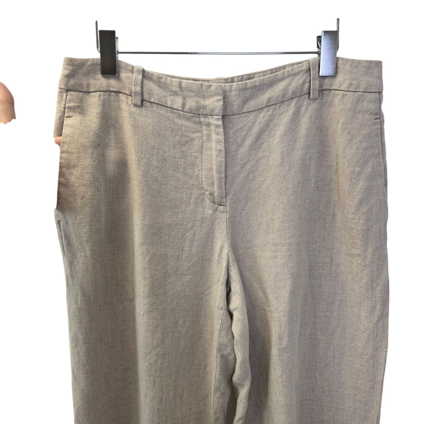 Loft Julie Fit 100% Linen Oatmeal Color Trouser Pants Size 10