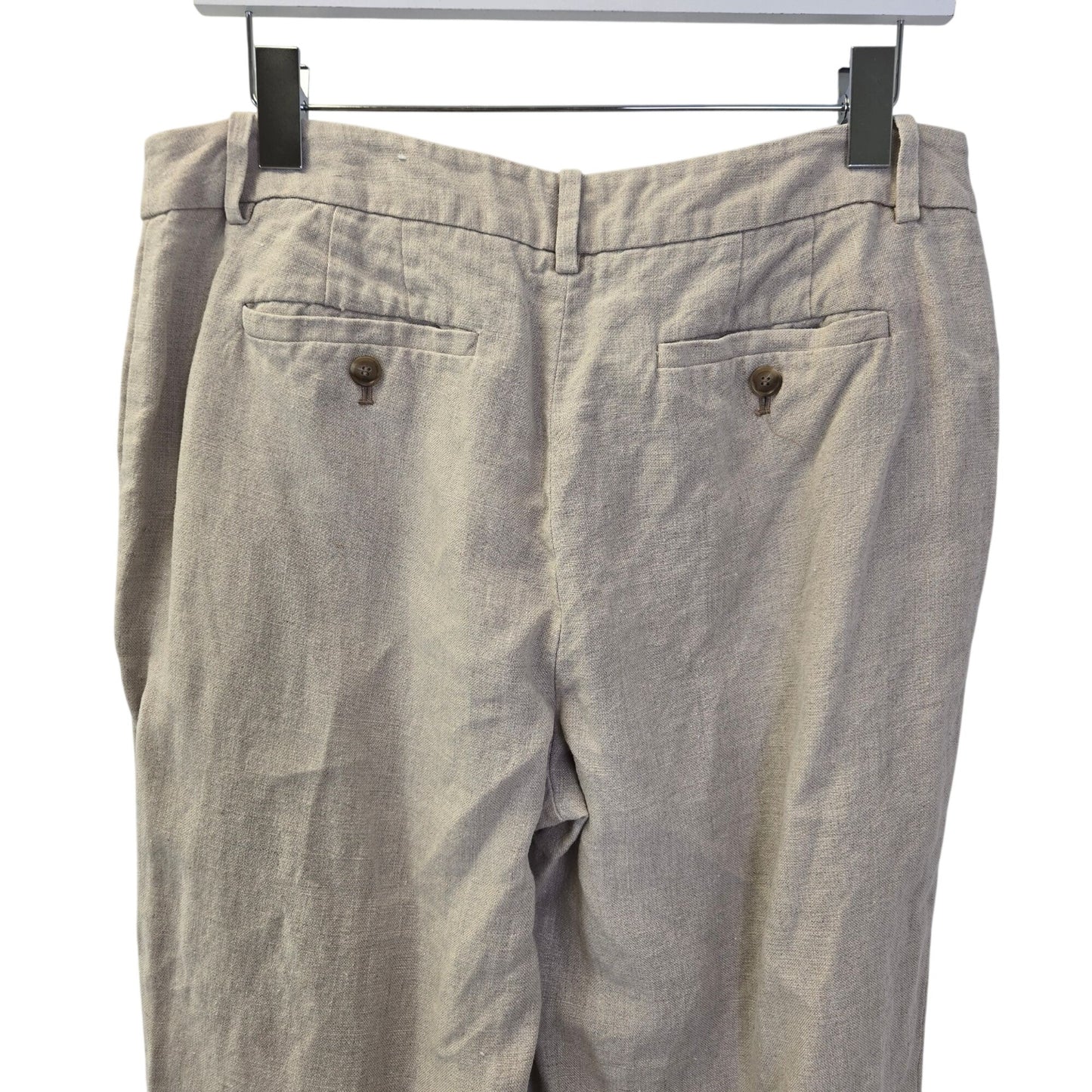 Loft Julie Fit 100% Linen Oatmeal Color Trouser Pants Size 10