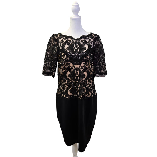 Tadashi Shoji Floral Applique Elegans Dress Size 14 *Missing Belt*