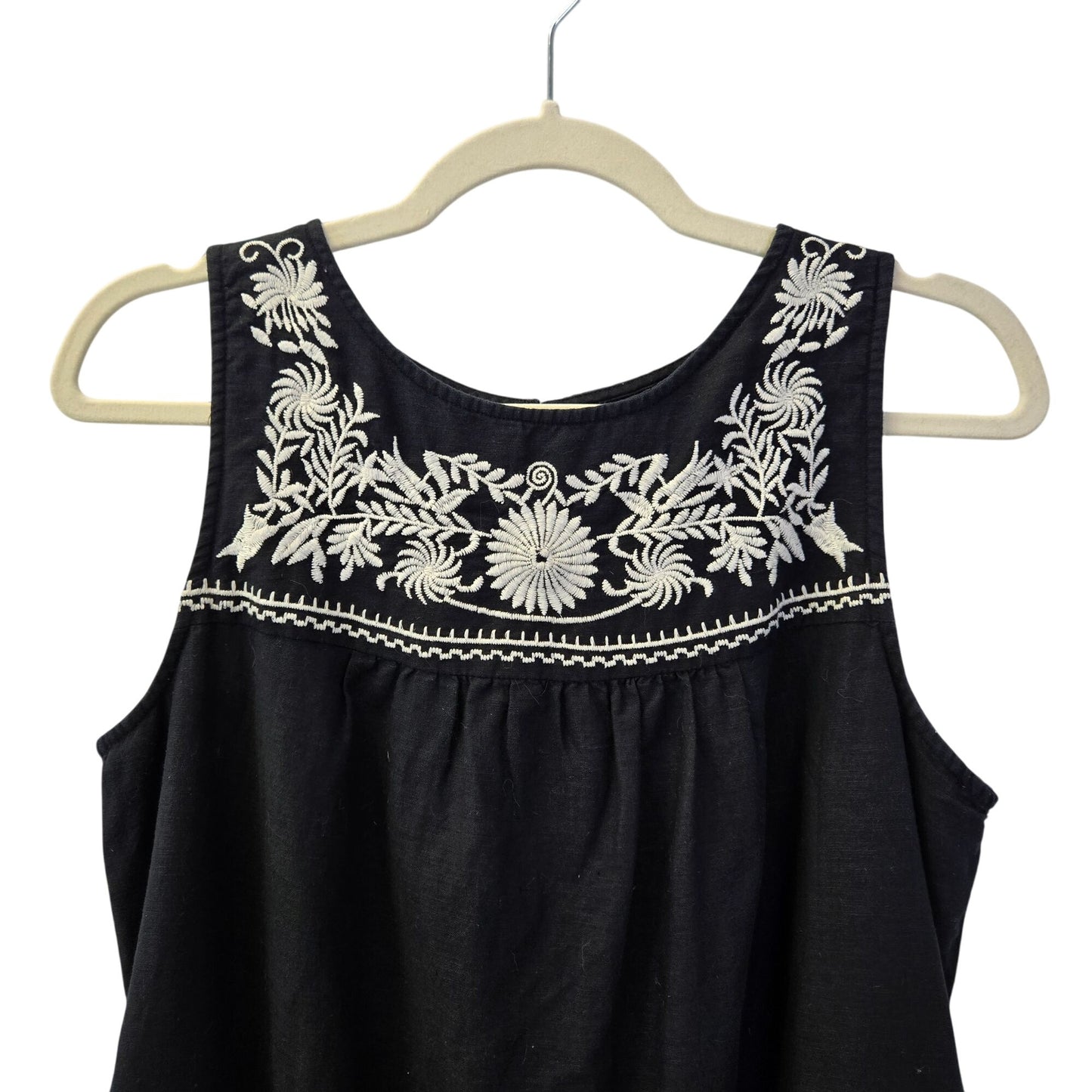 J. Crew Factory Linen Blend Embroidered Mini Shift Dress Size Medium