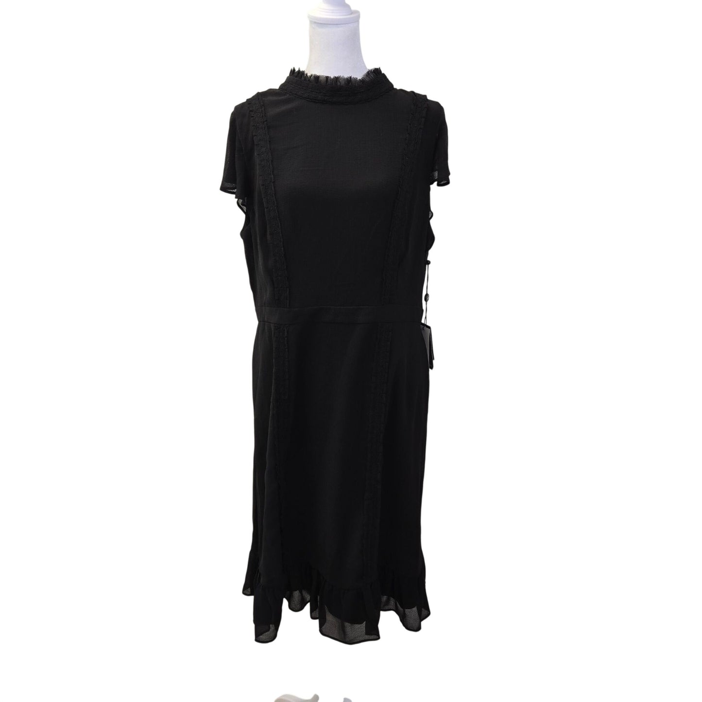 NWT Adrianna Papell Textured Chiffon Ruffle Dress Size 12