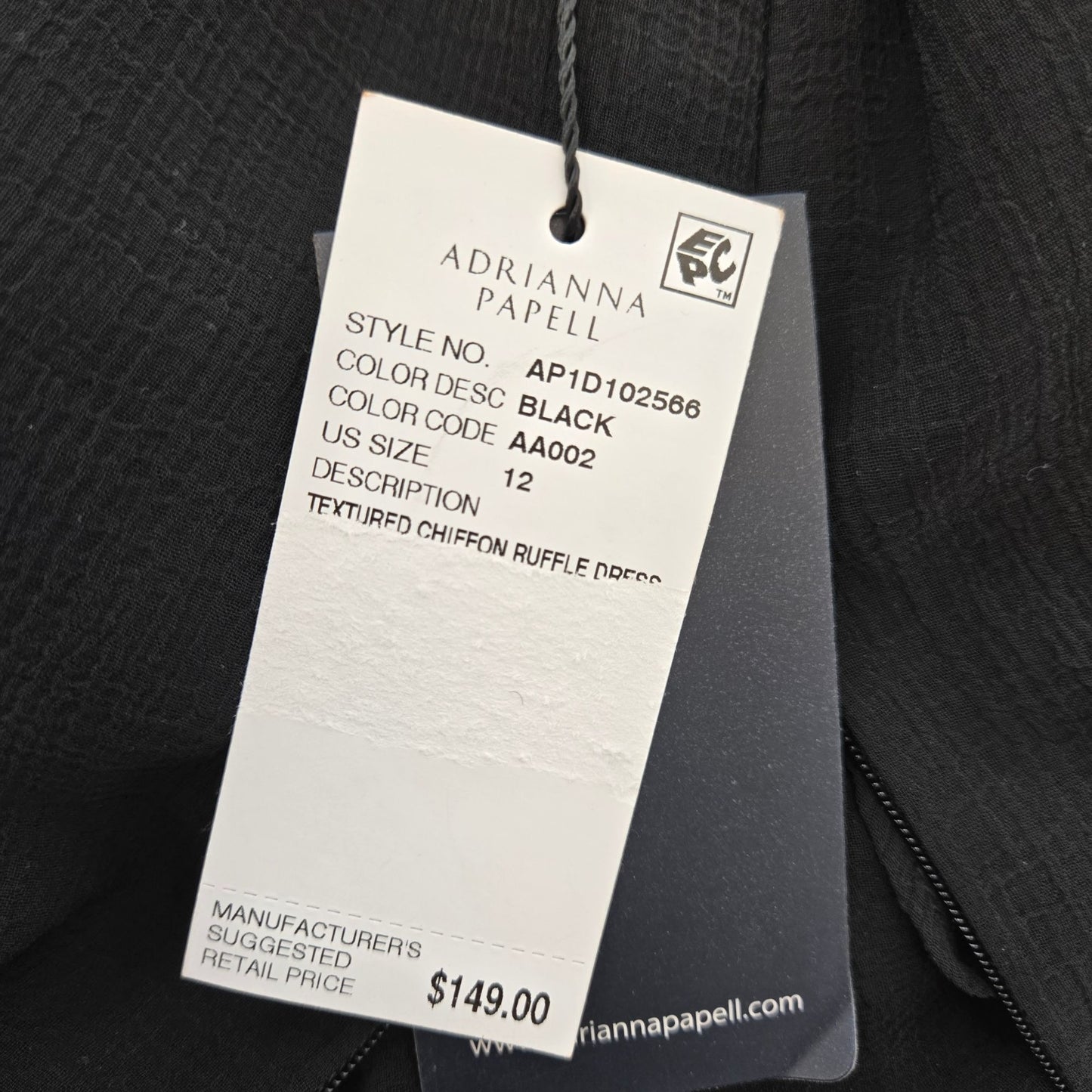 NWT Adrianna Papell Textured Chiffon Ruffle Dress Size 12