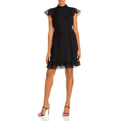 NWT Adrianna Papell Textured Chiffon Ruffle Dress Size 12