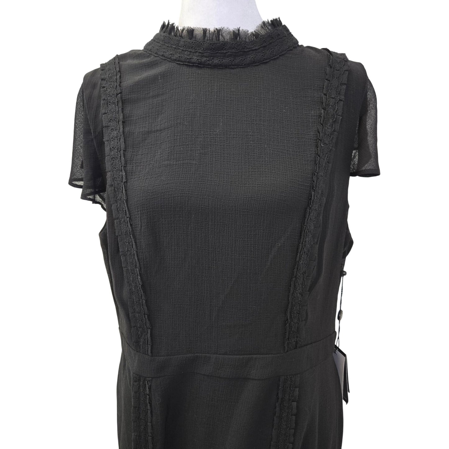 NWT Adrianna Papell Textured Chiffon Ruffle Dress Size 12