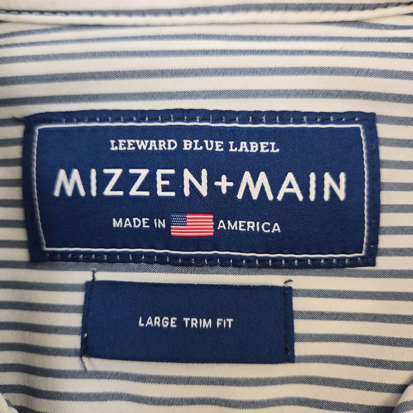 Mizzen+Main Leeward Trim Fit Striped Activewear Tech Button Down Shirt Size Large