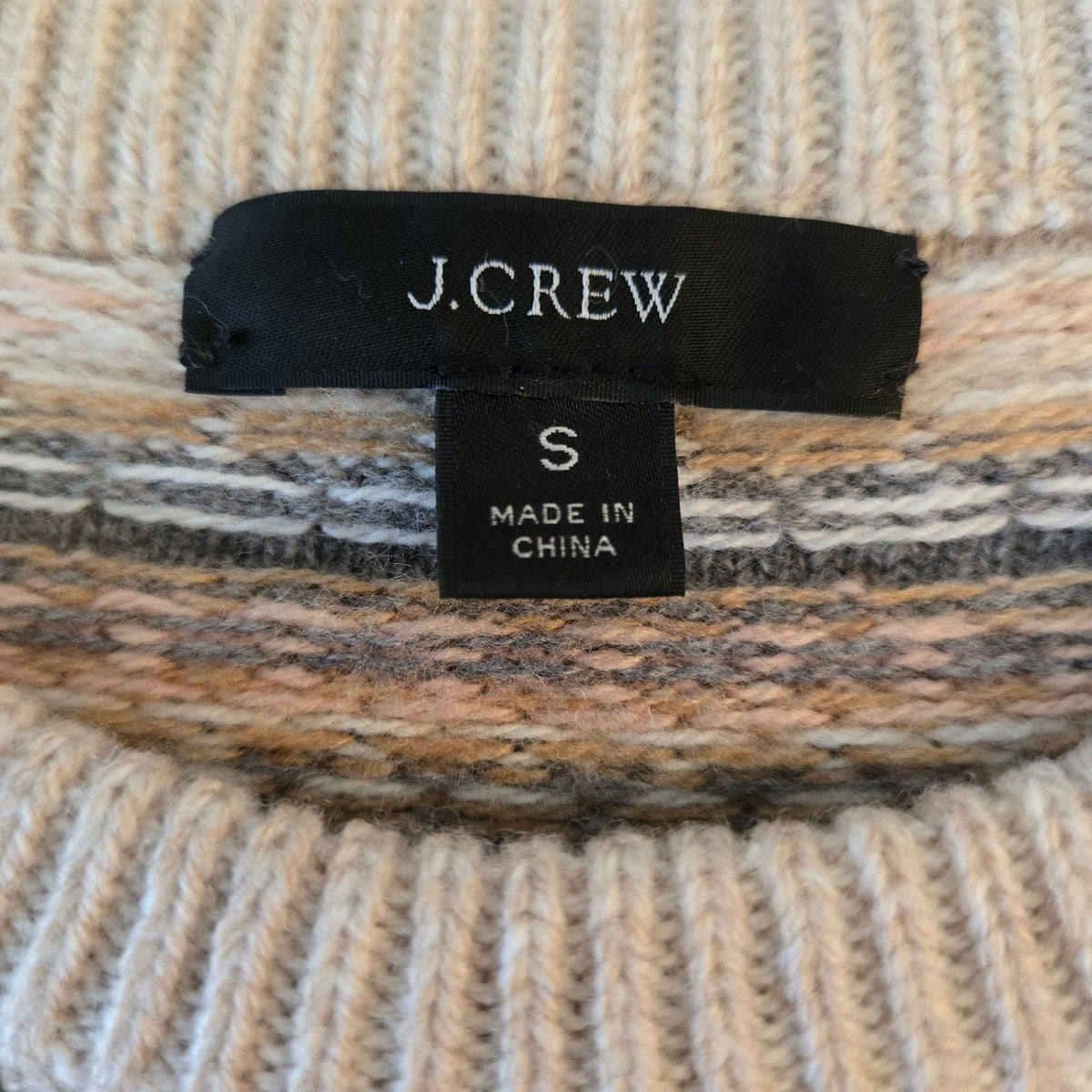 J. Crew Lambswool Blend Fair Aisle Cropped Crewneck Sweater Size Small