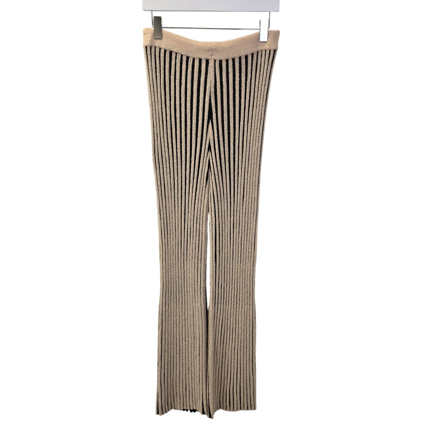 Zara Ribbed Knit Color Block Flare Pull On Pants Size Medium