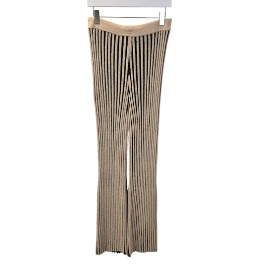 Zara Ribbed Knit Color Block Flare Pull On Pants Size Medium