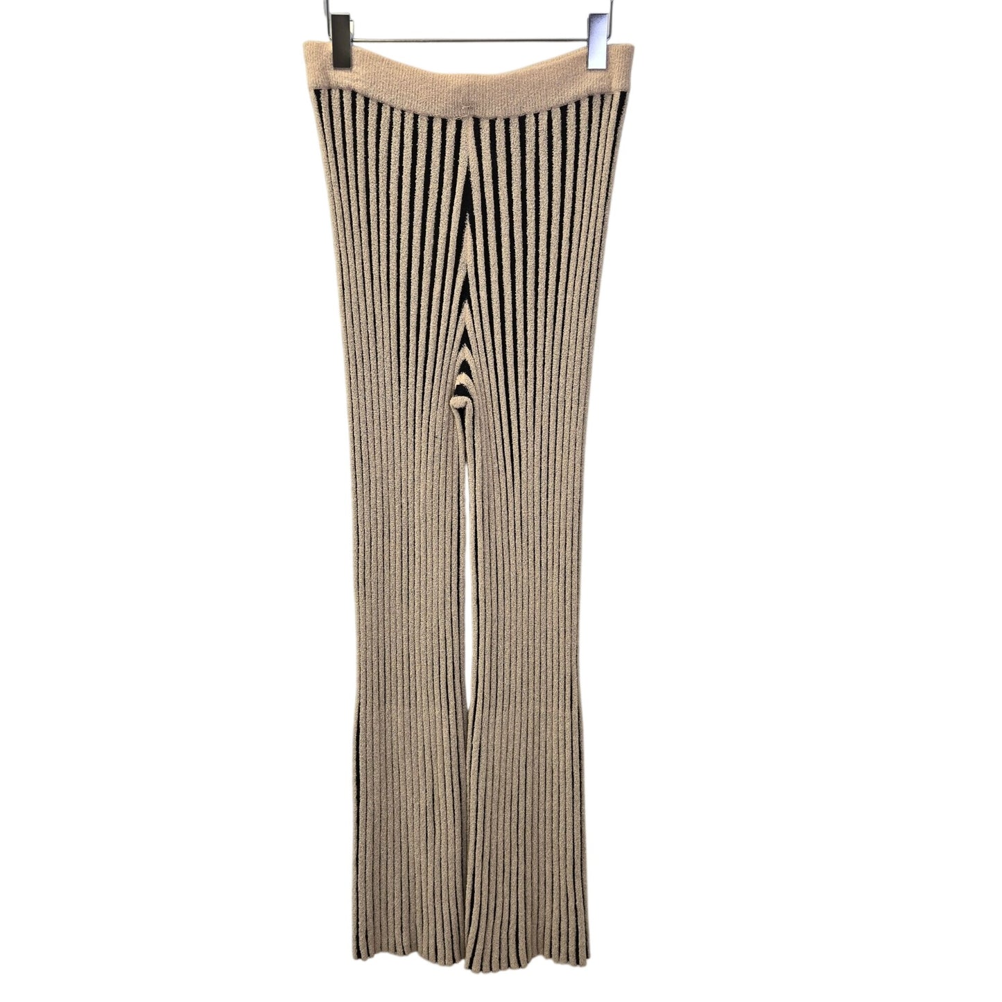 Zara Ribbed Knit Color Block Flare Pull On Pants Size Medium
