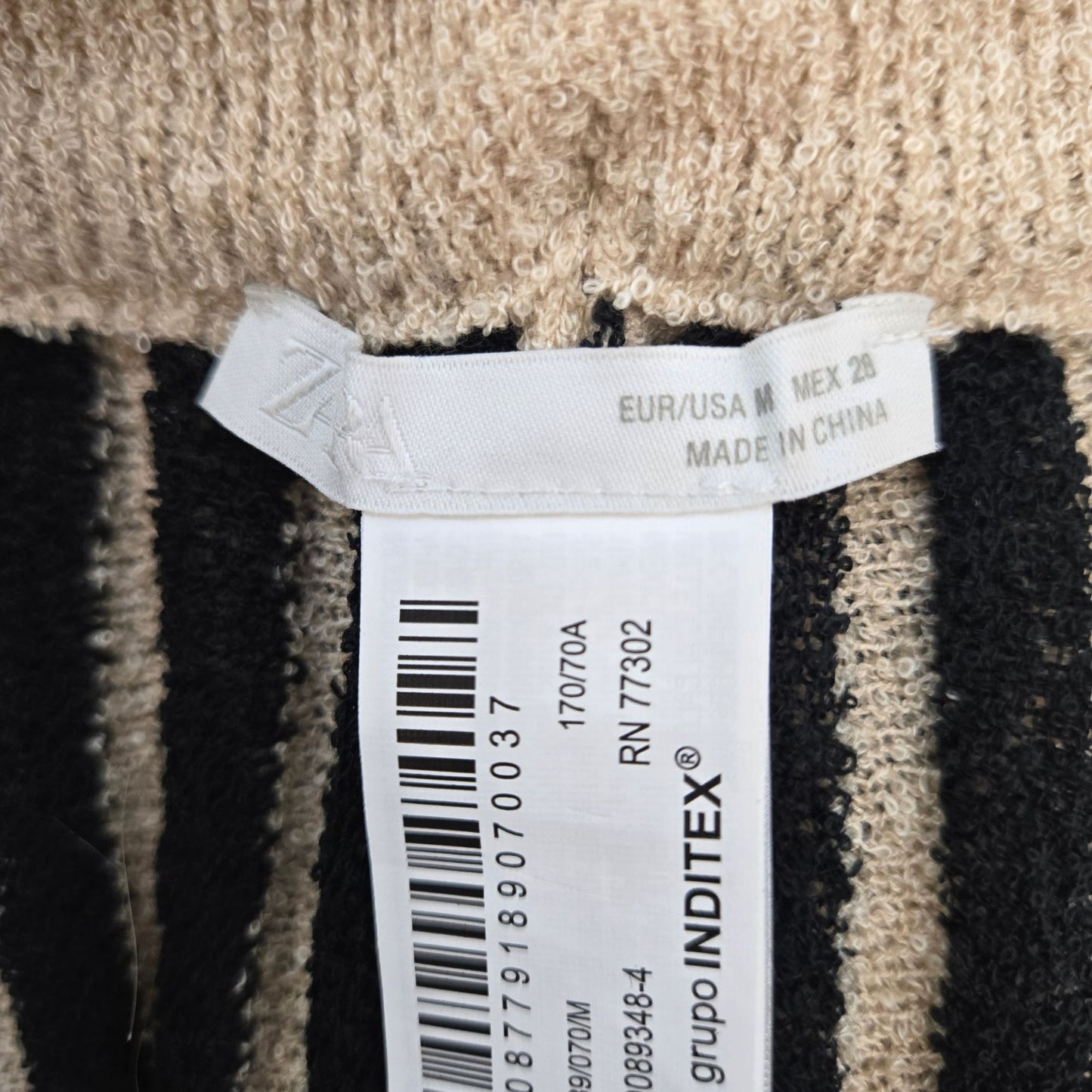 Zara Ribbed Knit Color Block Flare Pull On Pants Size Medium