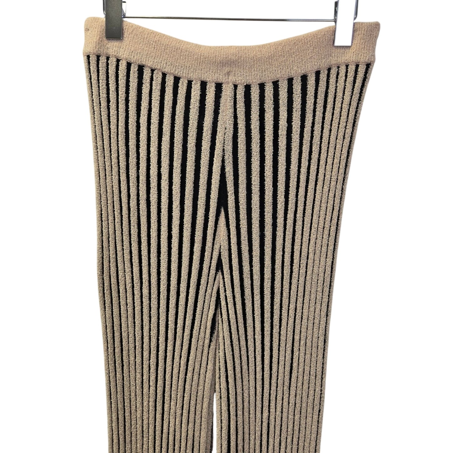 Zara Ribbed Knit Color Block Flare Pull On Pants Size Medium