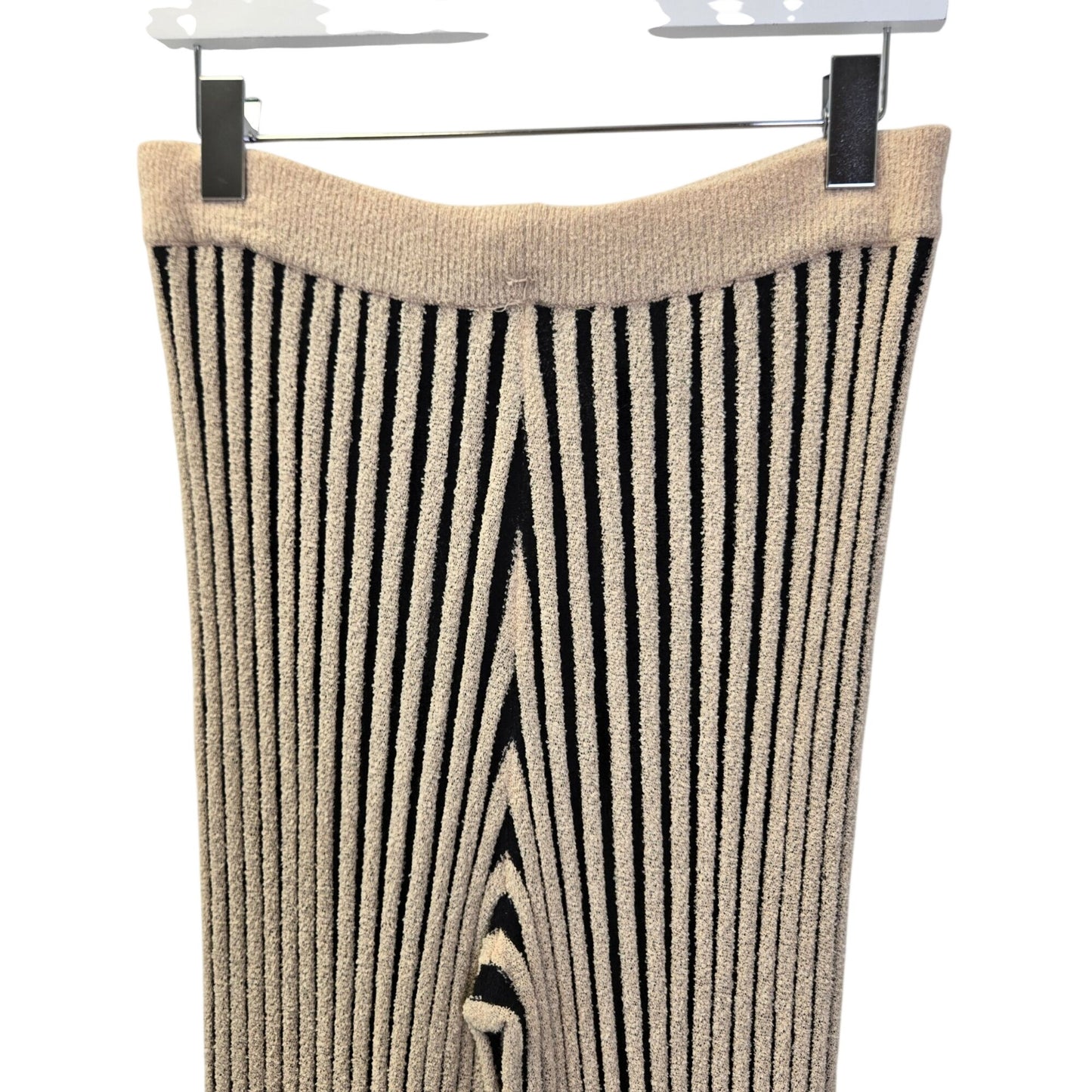 Zara Ribbed Knit Color Block Flare Pull On Pants Size Medium