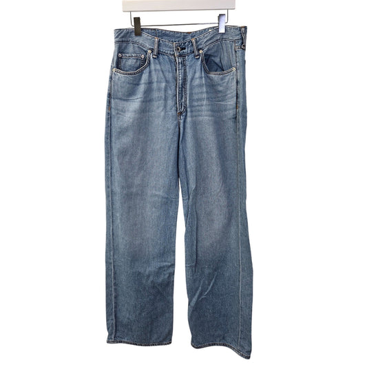 Rag & Bone Logan Linen Blend Button Fly High Rise Wide Leg Jeans Size 30