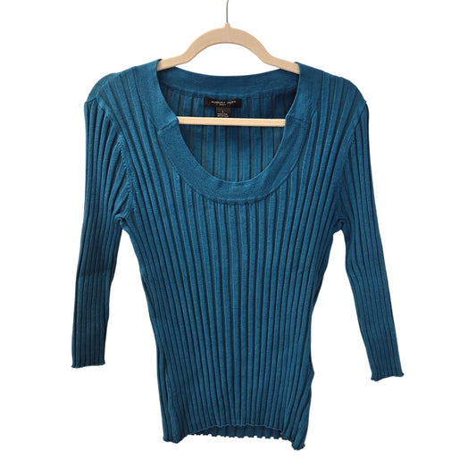 August Silk Knits Silk Blend Ribbed Scoop Neck Sweater Size Large