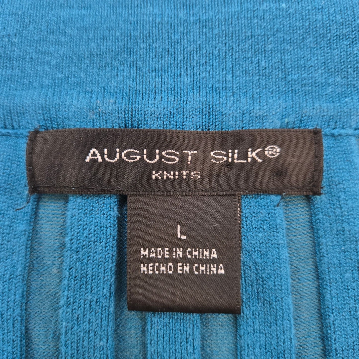 August Silk Knits Silk Blend Ribbed Scoop Neck Sweater Size Large