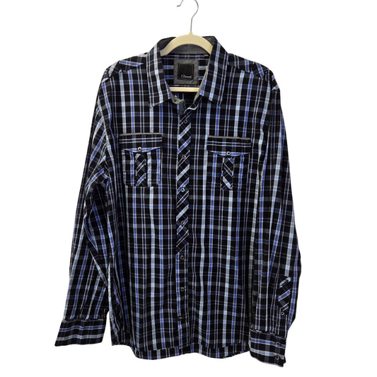 7 Diamonds Plaid Western Style Button Down Shirt Size 3XL