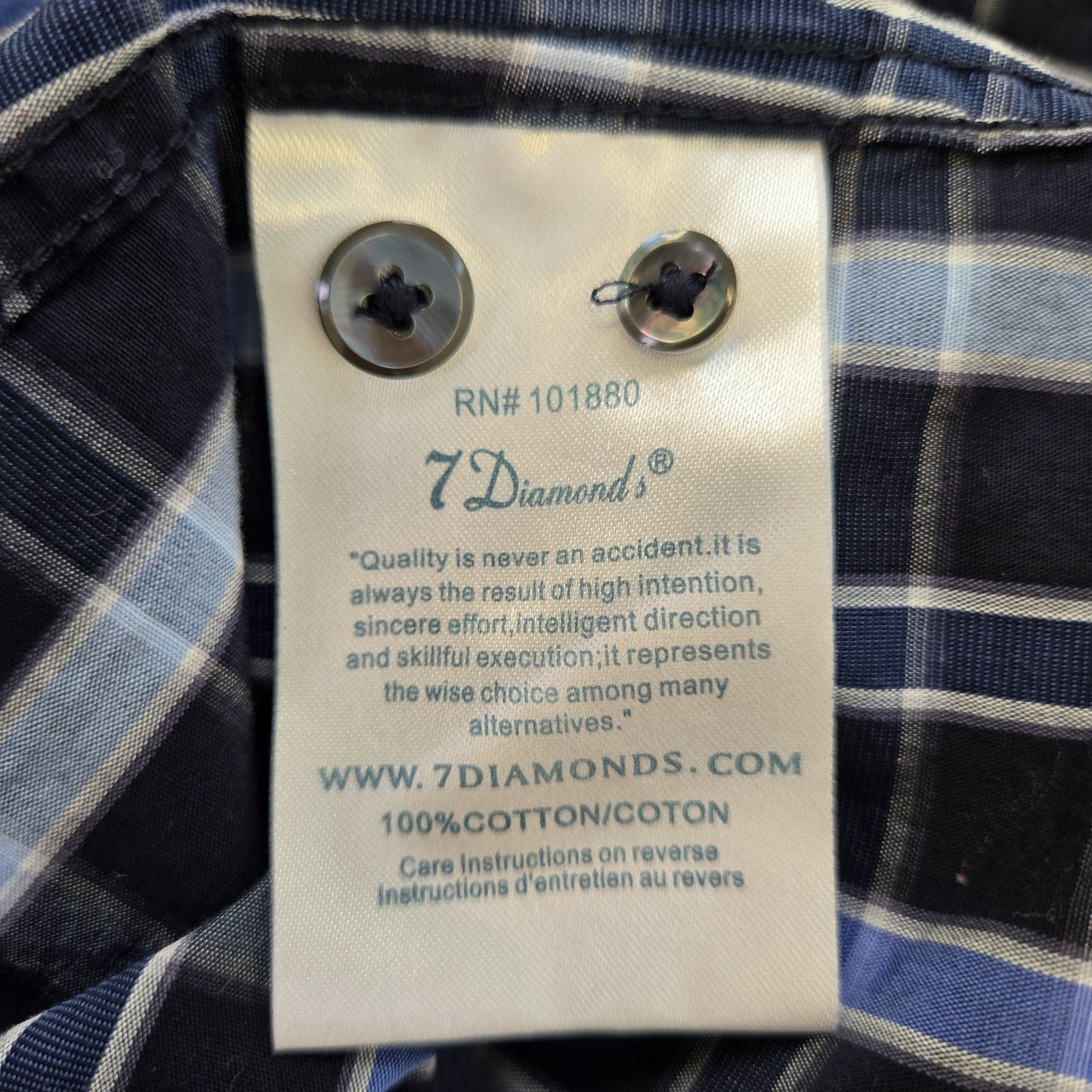 7 Diamonds Plaid Western Style Button Down Shirt Size 3XL
