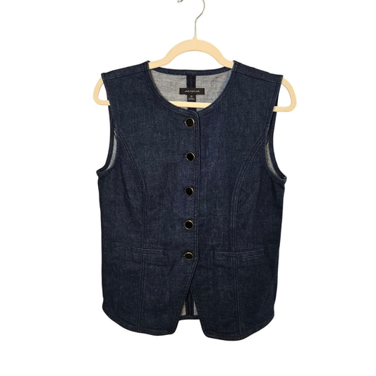 NWOT Ann Taylor Denim Button Down Sleeveless Vest Top Size Small
