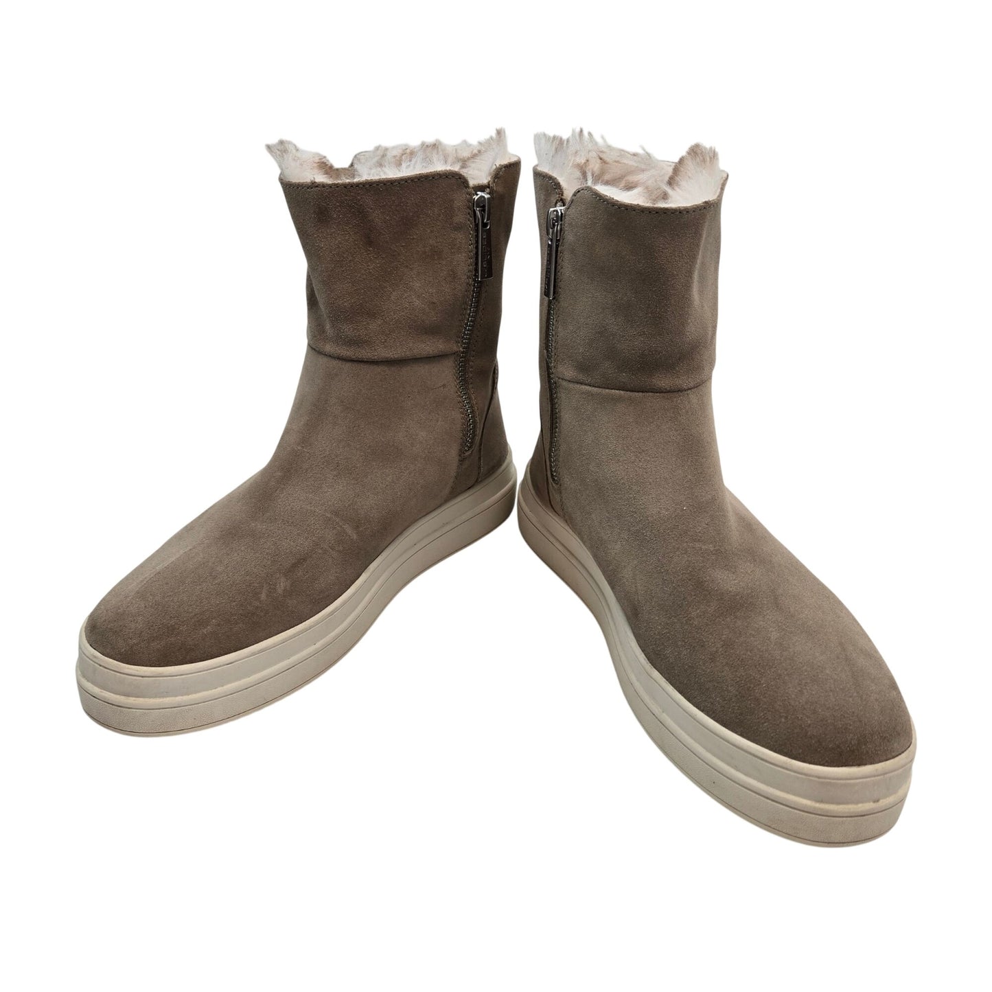 J/Slides Tristan Waterproof Suede Leather Boots with Faux Fur Lining Size 9