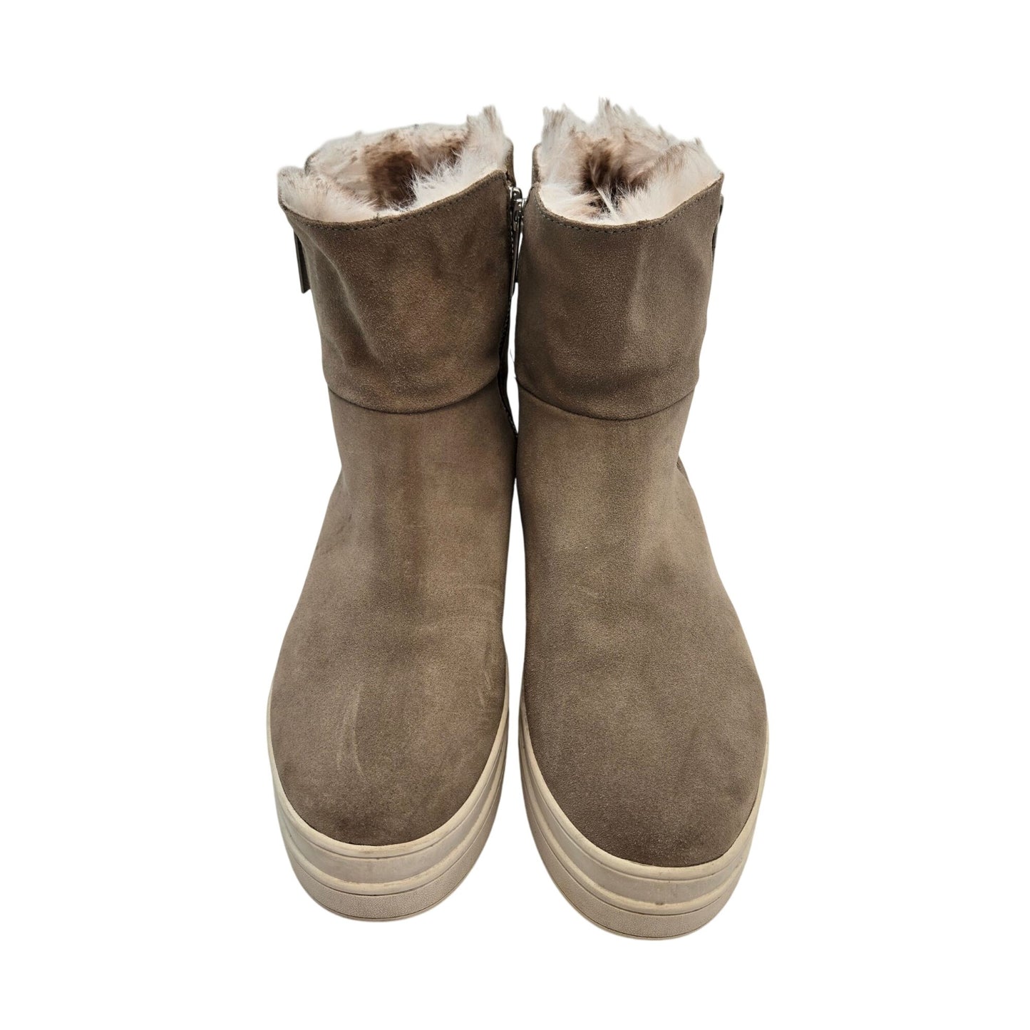 J/Slides Tristan Waterproof Suede Leather Boots with Faux Fur Lining Size 9