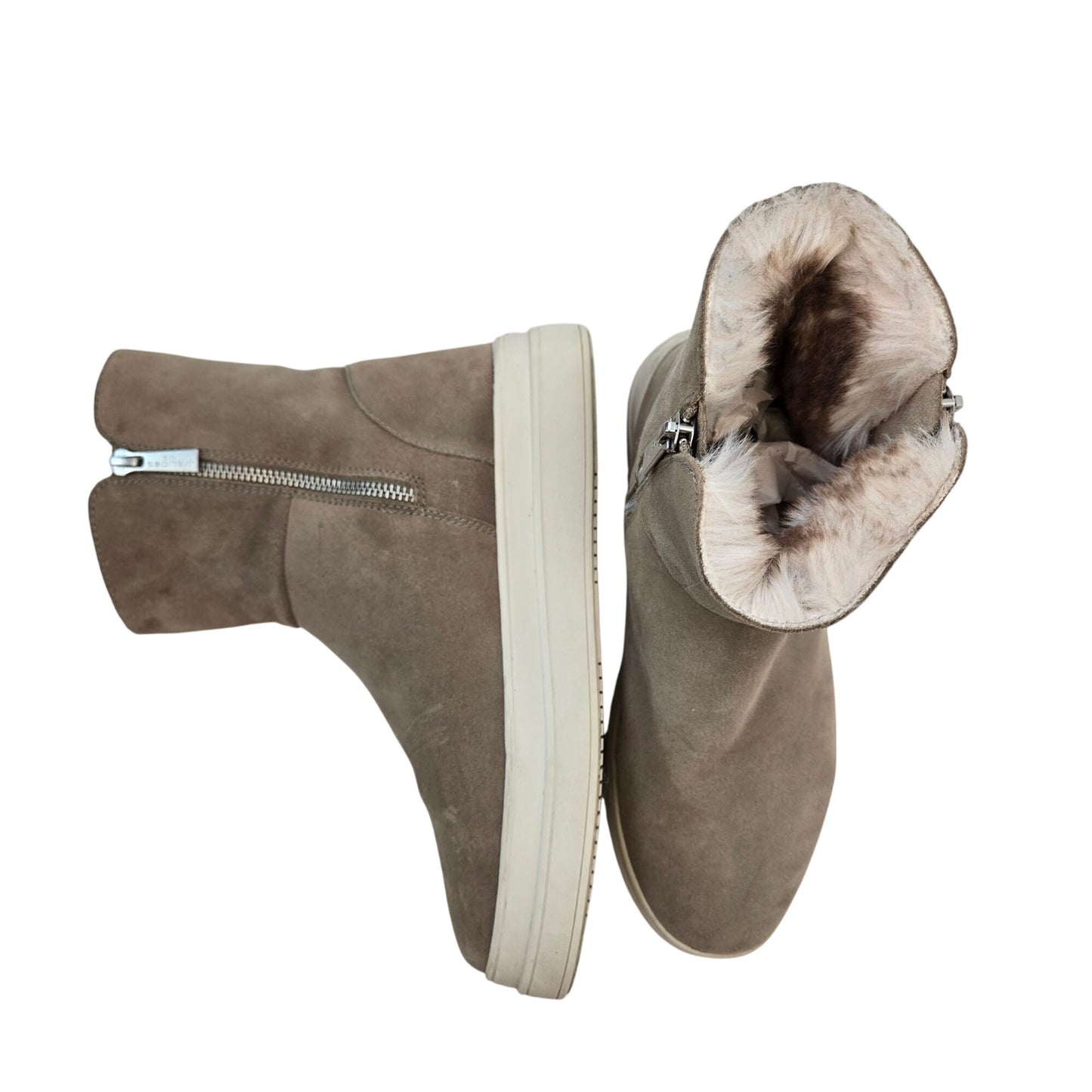 J/Slides Tristan Waterproof Suede Leather Boots with Faux Fur Lining Size 9