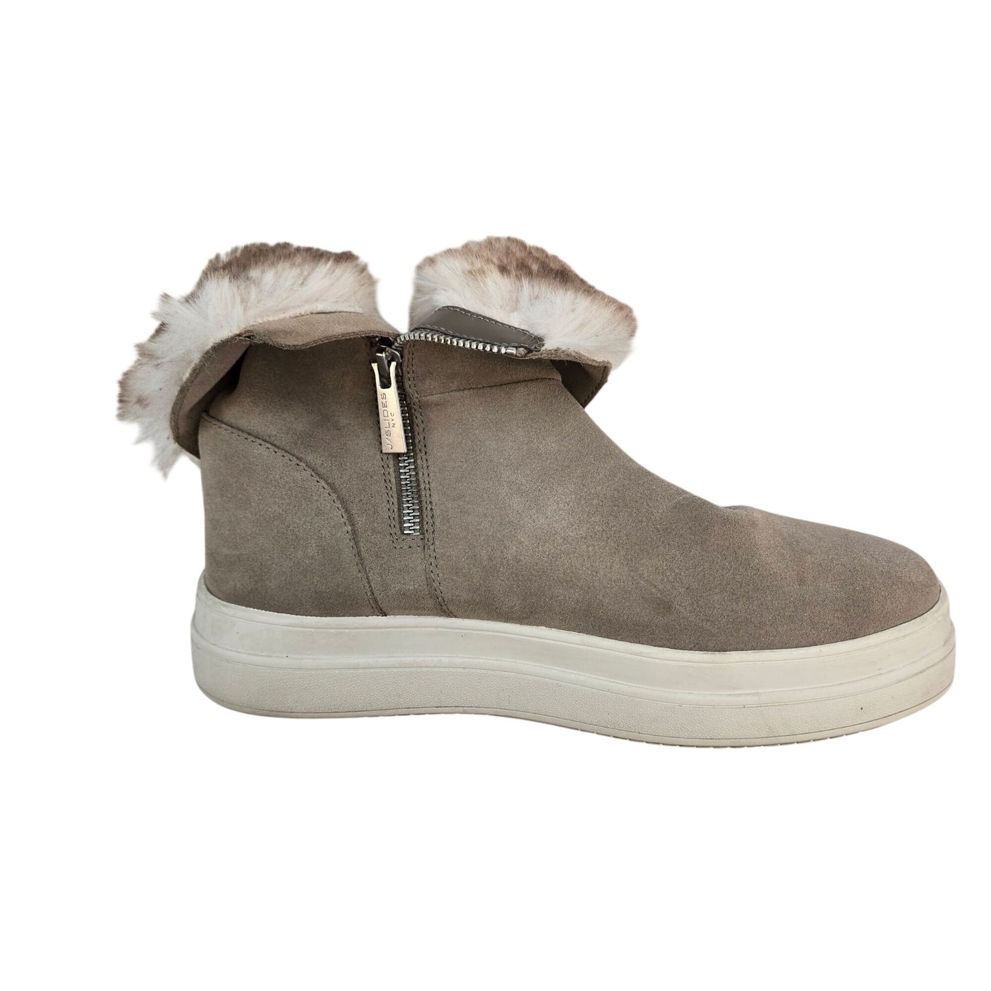 J/Slides Tristan Waterproof Suede Leather Boots with Faux Fur Lining Size 9