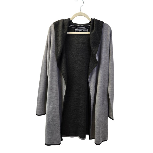BNCI by Blanc Noir Wool Blend Hooded Longline Cardigan Sweater Size Small