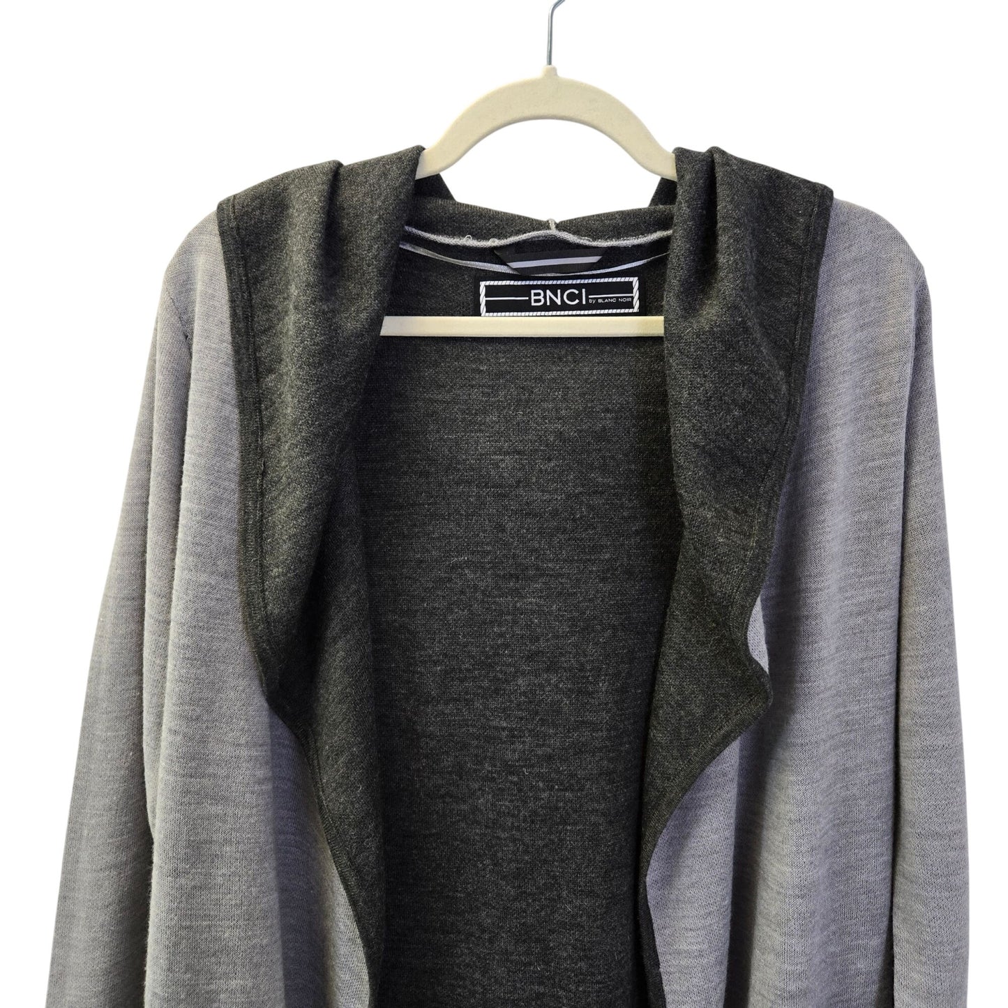 BNCI by Blanc Noir Wool Blend Hooded Longline Cardigan Sweater Size Small