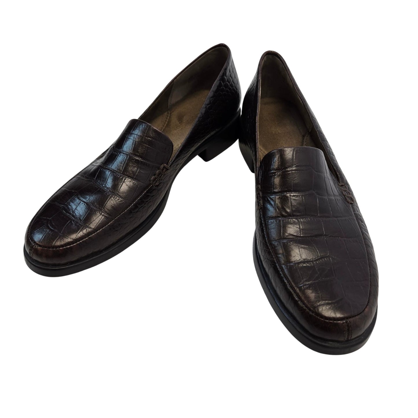 Aerosoles Wish List Leather Crocodile Embossed Loafer Shoes Size 9M