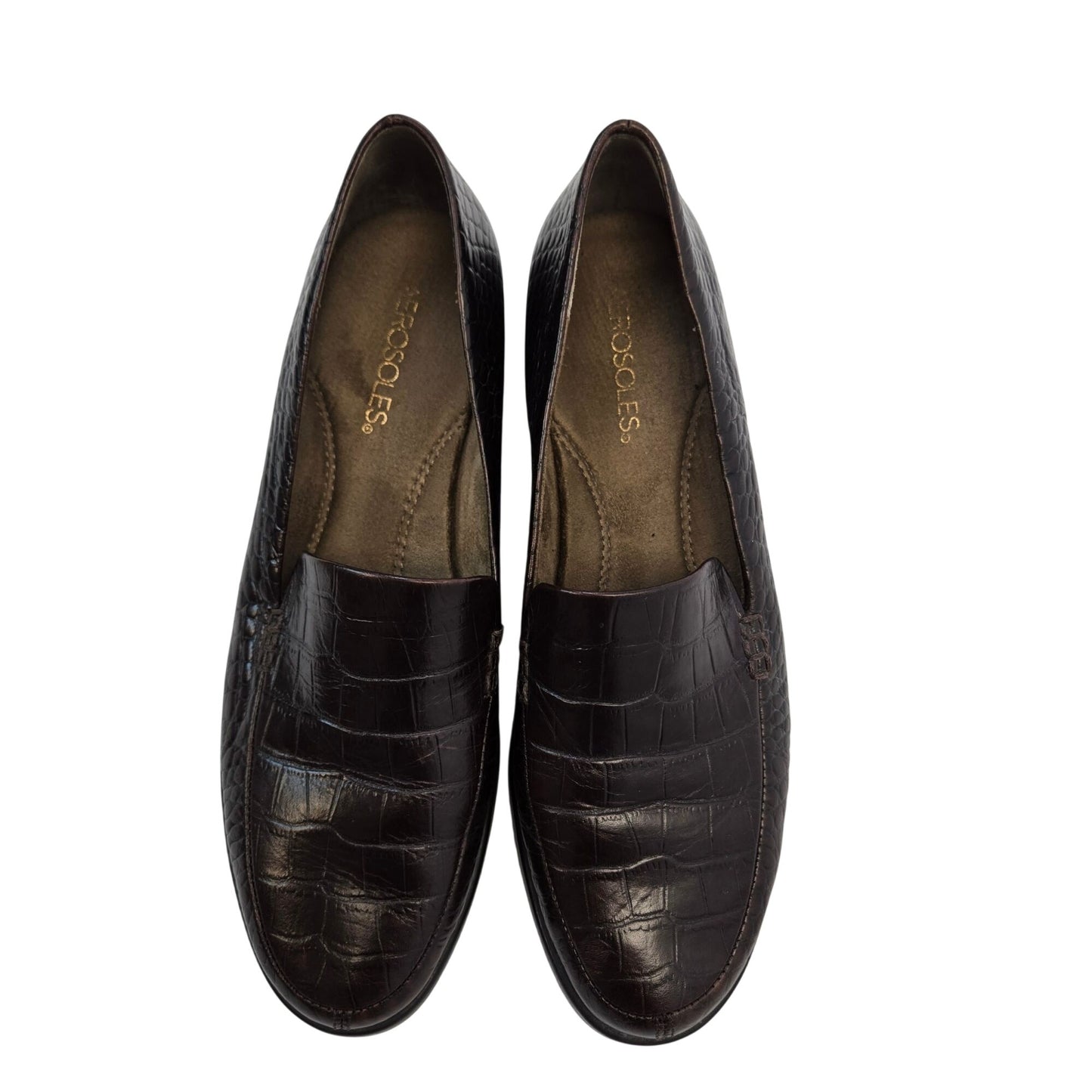 Aerosoles Wish List Leather Crocodile Embossed Loafer Shoes Size 9M