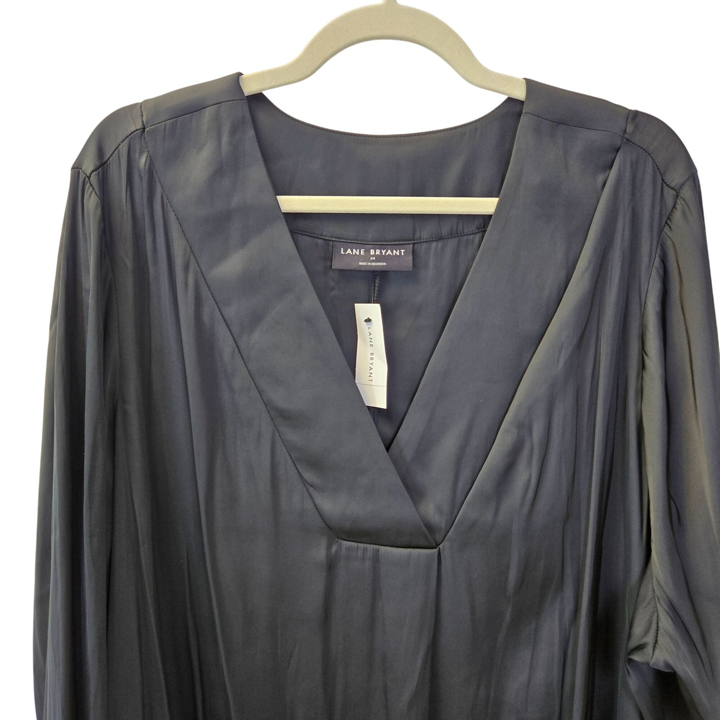 NWT Lane Bryant Satin Popover V-Neck 3/4 Sleeve Blouse Size 24