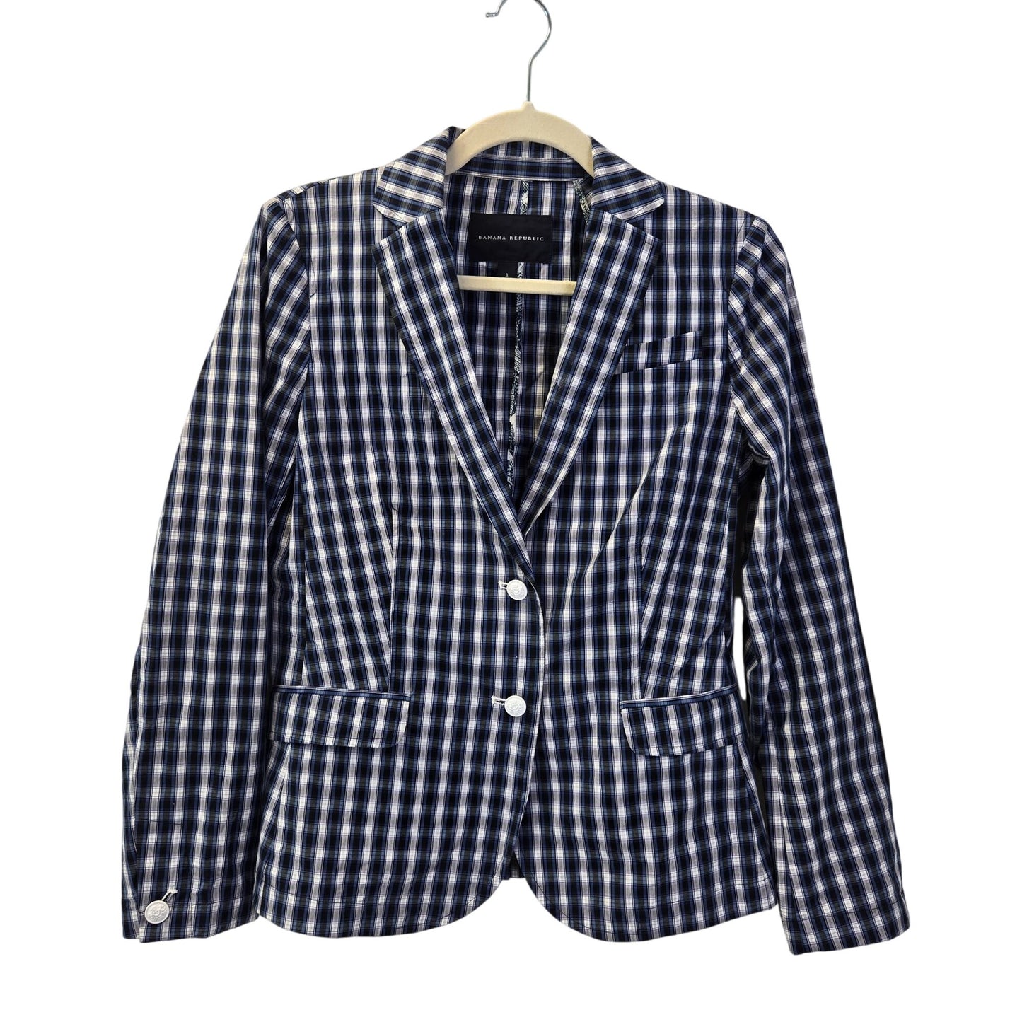 Banana Republic Cotton Plaid Shirt Jacket Two Button Closure Size Small