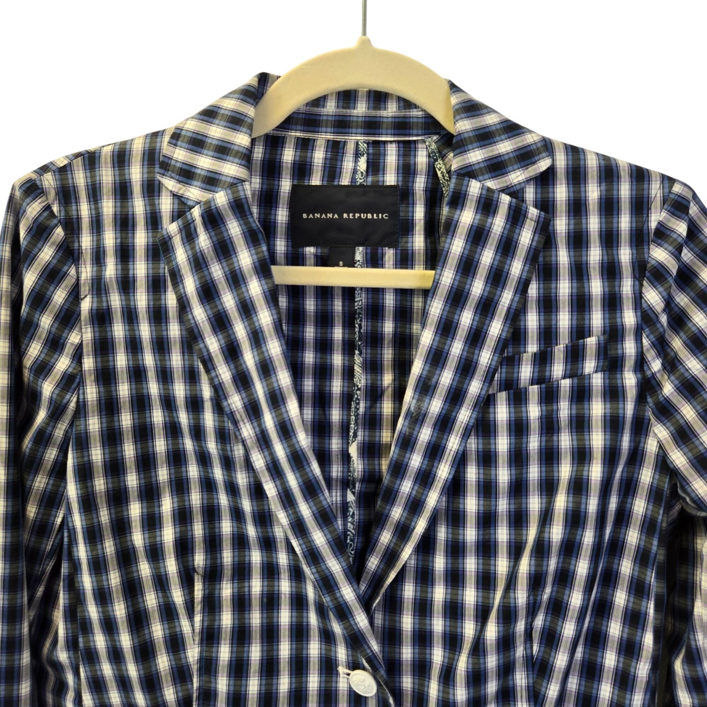 Banana Republic Cotton Plaid Shirt Jacket Two Button Closure Size Small