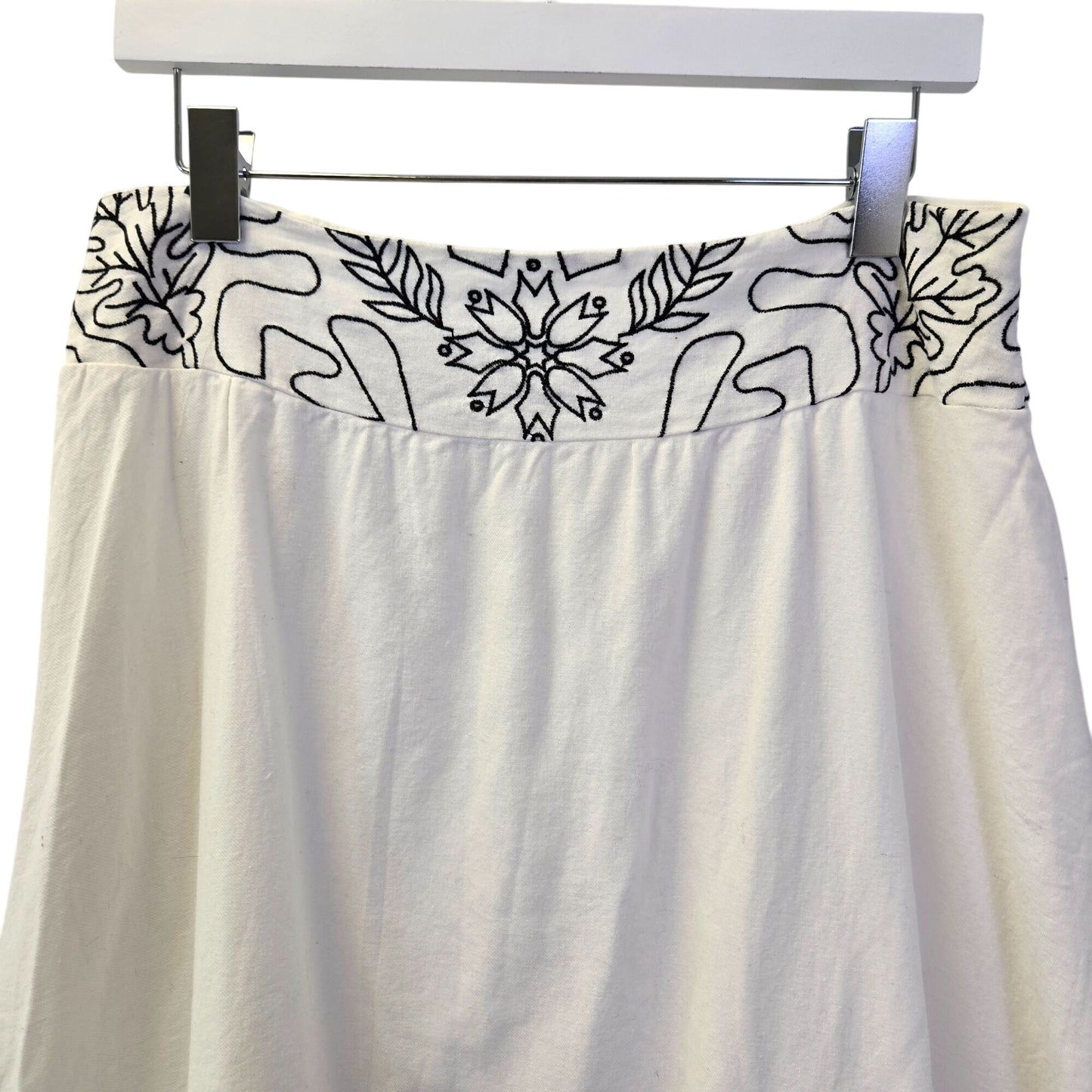 NWT Free People Lotus Embroidered Waist A-Line Maxi Skirt Size Large
