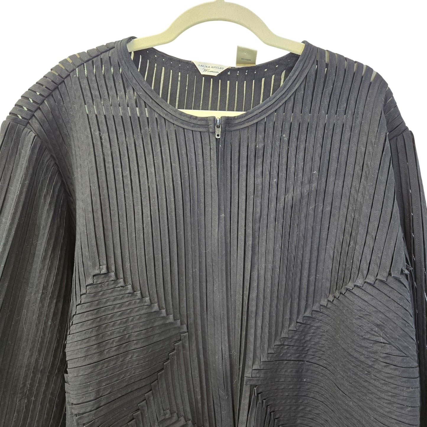 Laura Ashley Woman Mesh Striped Full Zip Blazer Jacket Size 3XL