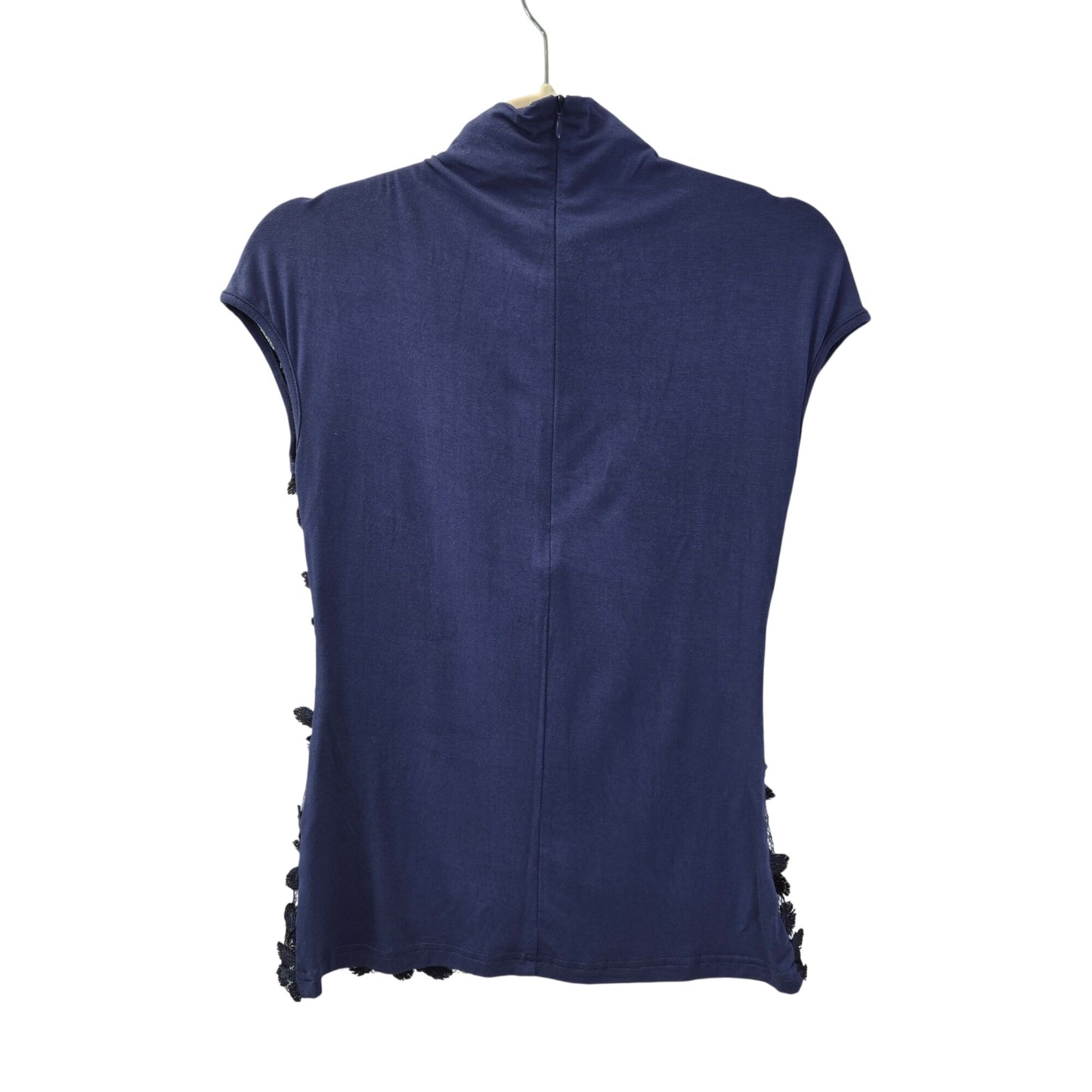 Gracia Floral Lace Overlay Mock Neck Sleeveless Mixed Media Top Size Small