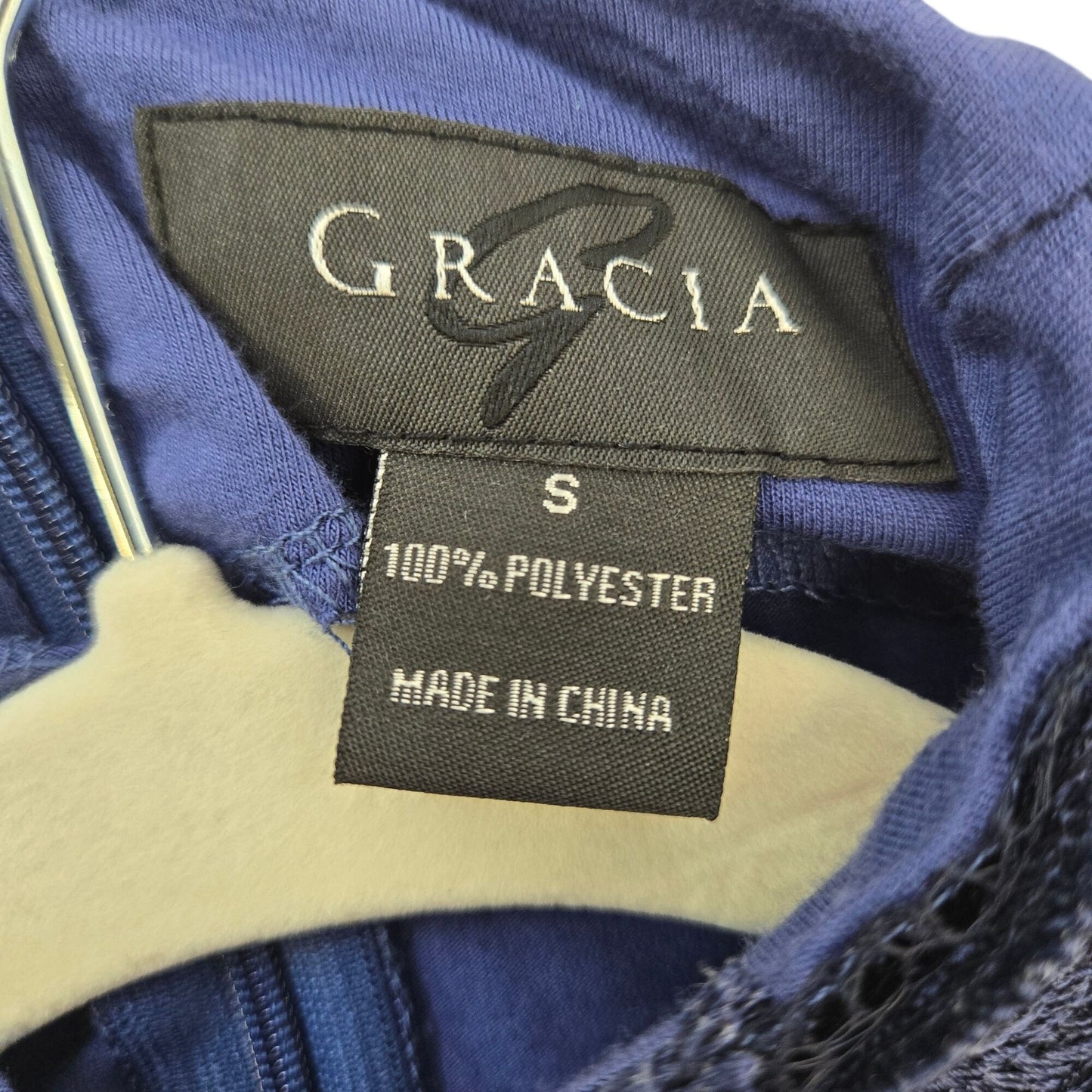Gracia Floral Lace Overlay Mock Neck Sleeveless Mixed Media Top Size Small