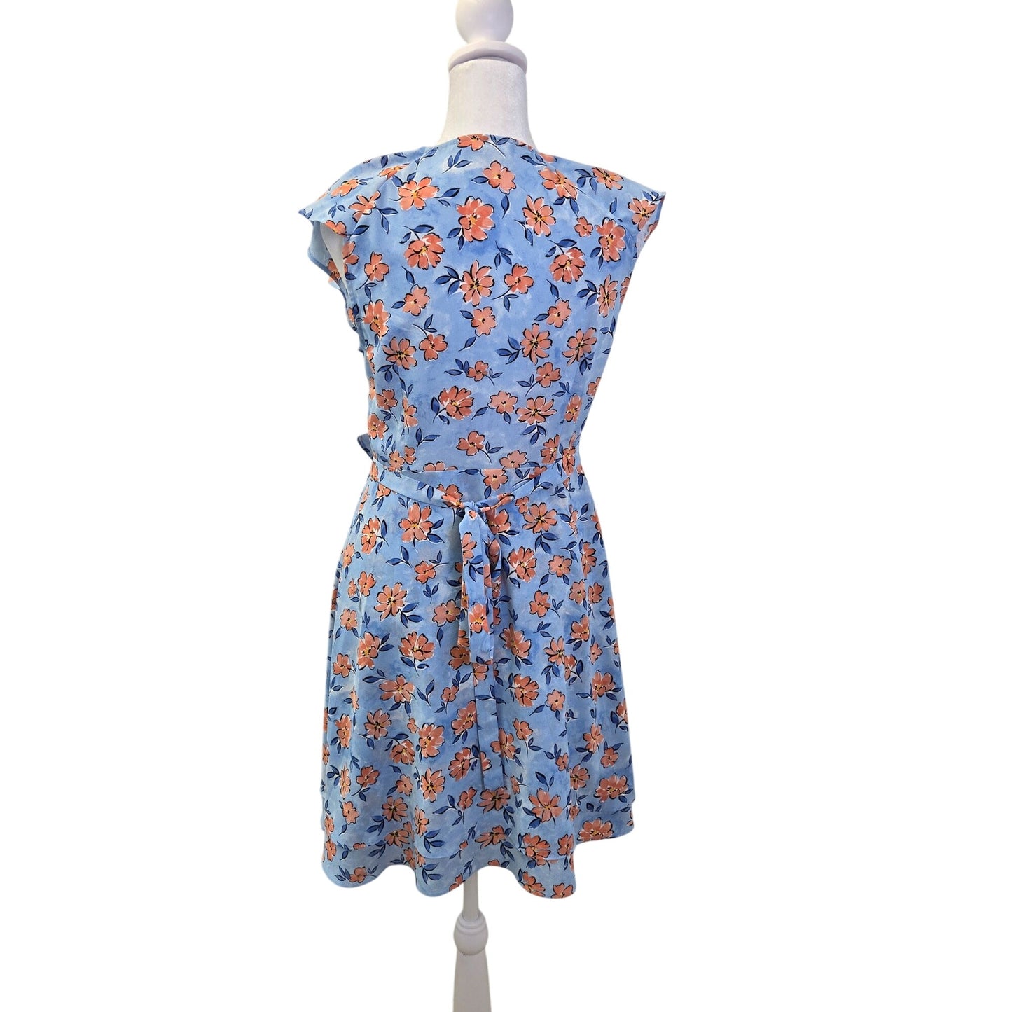 THML Floral Ruffle Hem Wrap Boho Dress Size Small