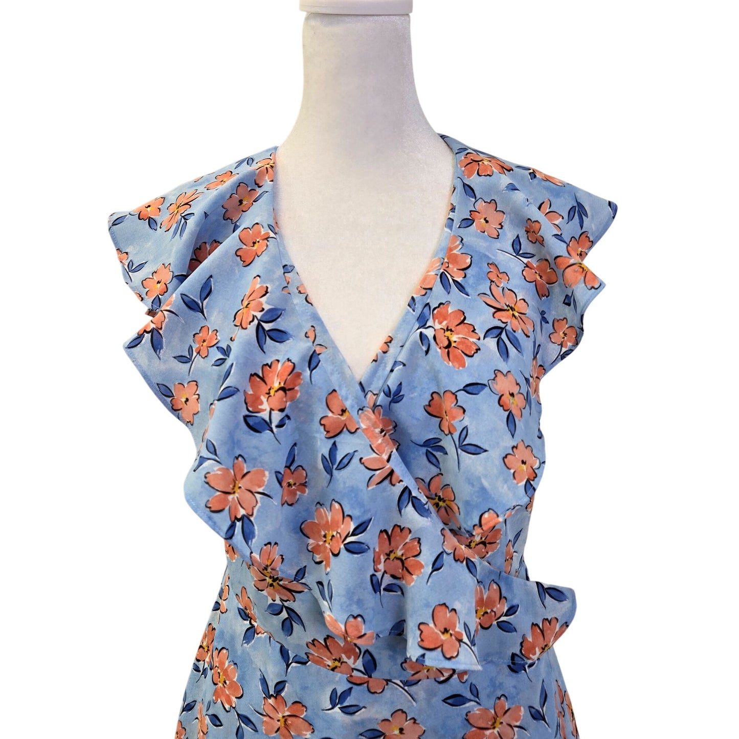 THML Floral Ruffle Hem Wrap Boho Dress Size Small