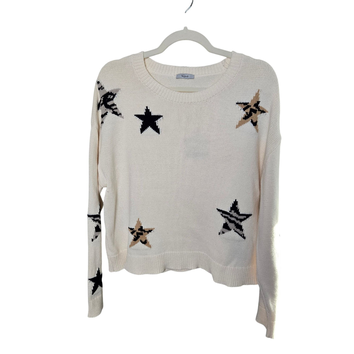 Rails Perci Neutral Animal Star Cropped Boxy Sweater Size Medium (est)
