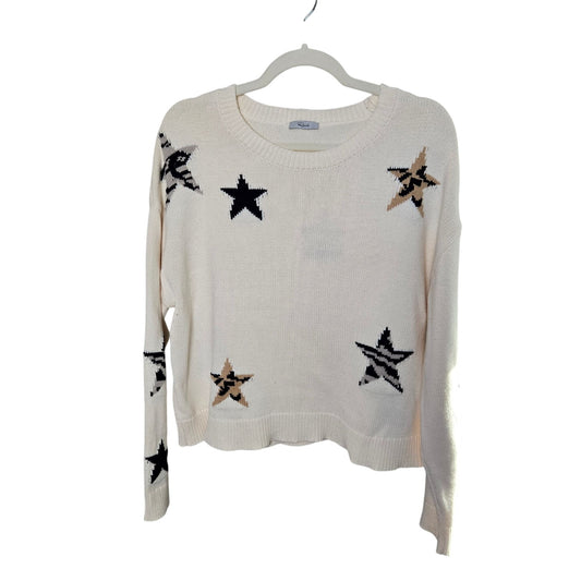 Rails Perci Neutral Animal Star Cropped Boxy Sweater Size Medium (est)