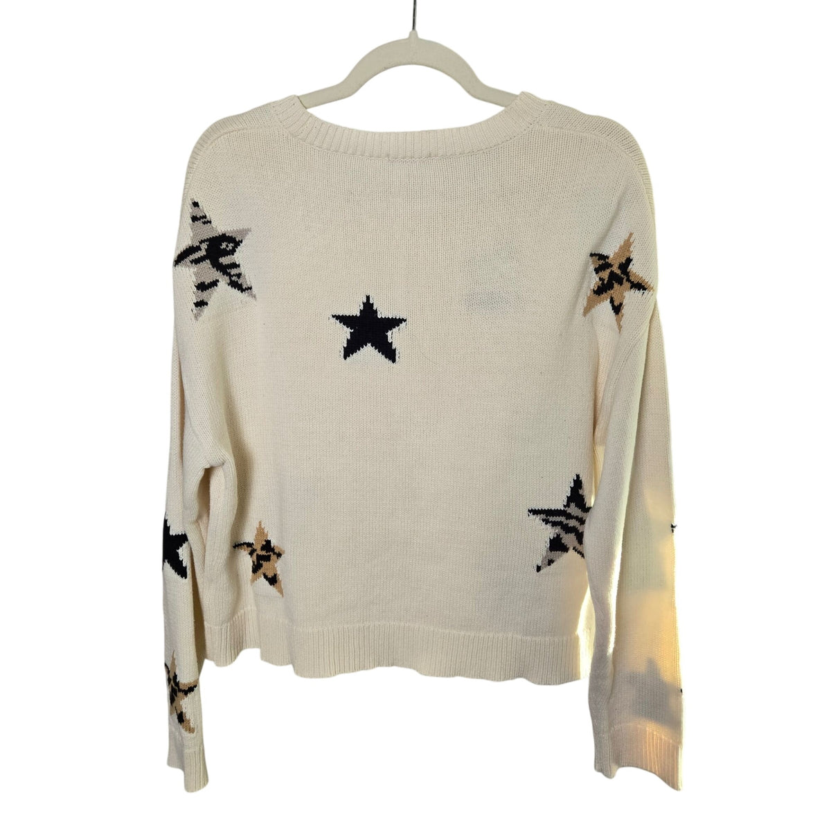 Rails Perci Neutral Animal Star Cropped Boxy Sweater Size Medium (est)